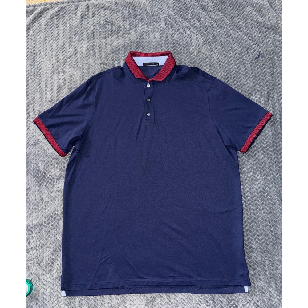 Greyson Mens Golf Polo Shirt Navy Blue Black Short Sleeve Size XL